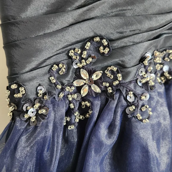 Modest Navy Blue Graduation Dress - Picture 4 of 7